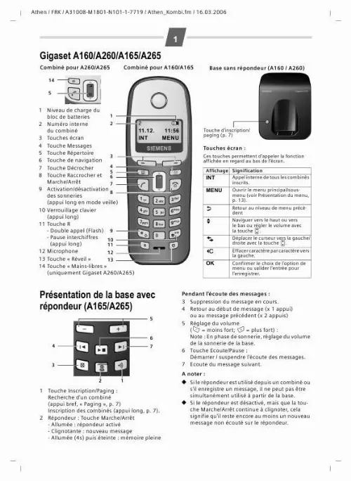 Notice Siemens Gigaset A T L Phone Sans Fil Trouver Une Solution